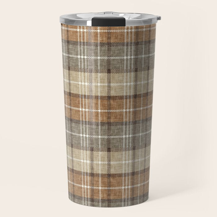 fall plaid - neutral earth tones Travel Mug Gallery Image 1