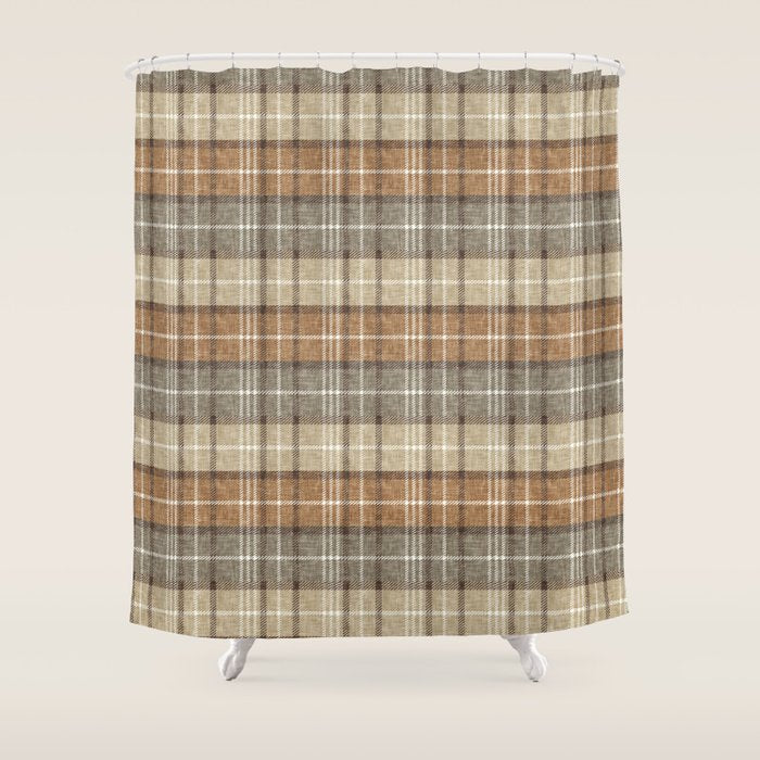 fall plaid - neutral earth tones Shower Curtain Gallery Image 1