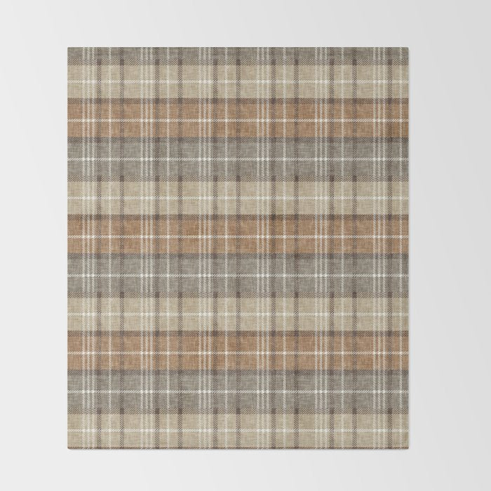 fall plaid - neutral earth tones Throw Blanket Gallery Image 2