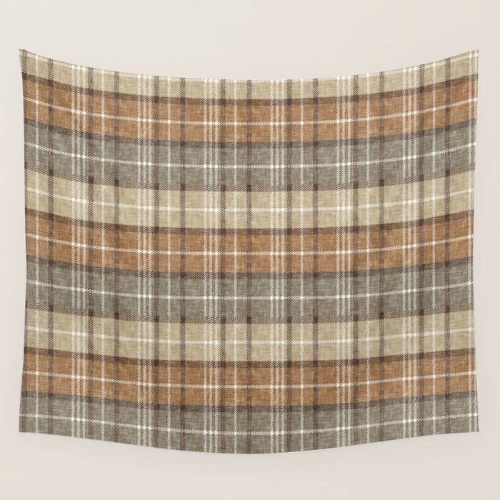 fall plaid - neutral earth tones Wall Tapestry Gallery Image 4