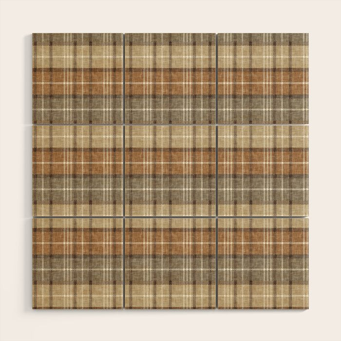 fall plaid - neutral earth tones Wood Wall Art Gallery Image 1