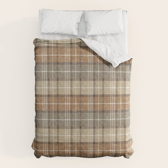 fall plaid - neutral earth tones Duvet Cover Gallery Image 6