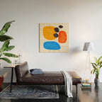 Minimalist Modern Mid Century Colorful Abstract Shapes Primary Colors Yellow Orange Blue Bubbles Wood Wall Art Gallery Image 2