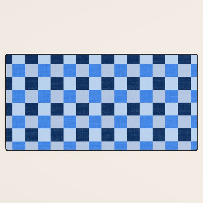 French Ocean Blue Checks Pattern Desk Mat Gallery Image 3