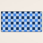 French Ocean Blue Checks Pattern Desk Mat Gallery Image 3