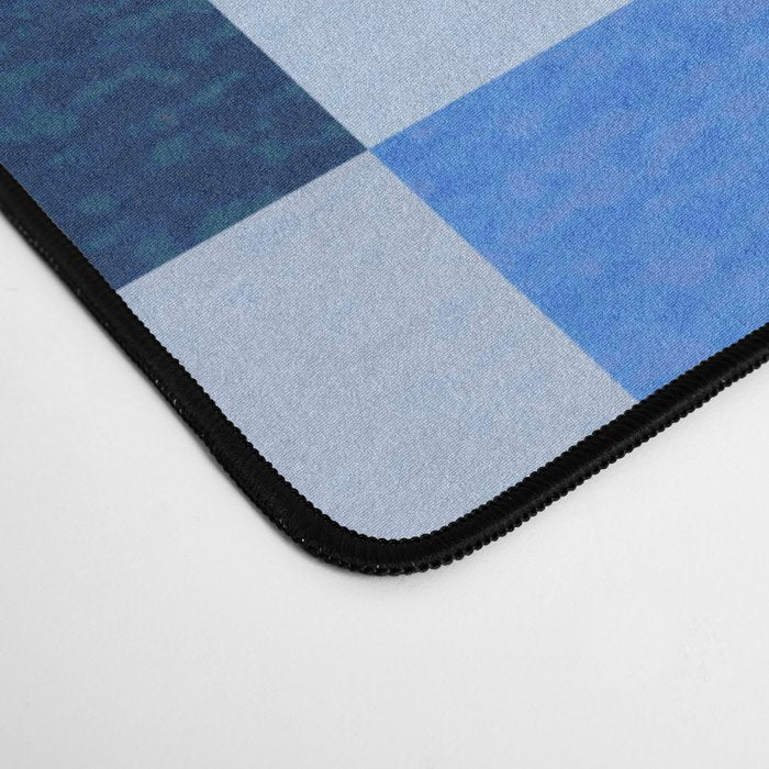 French Ocean Blue Checks Pattern Desk Mat Gallery Image 4