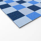 French Ocean Blue Checks Pattern Welcome Mat Gallery Image 2
