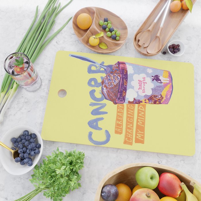 Emo Cancer in Calming Yellow | Zodiac Series Cutting Board Gallery Image 2