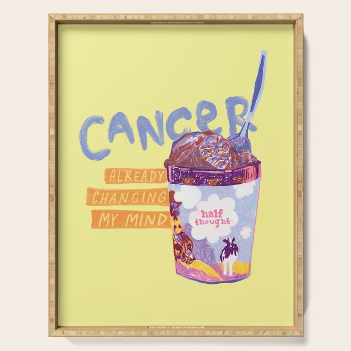 Emo Cancer in Calming Yellow | Zodiac Series Serving Tray Gallery Image 1