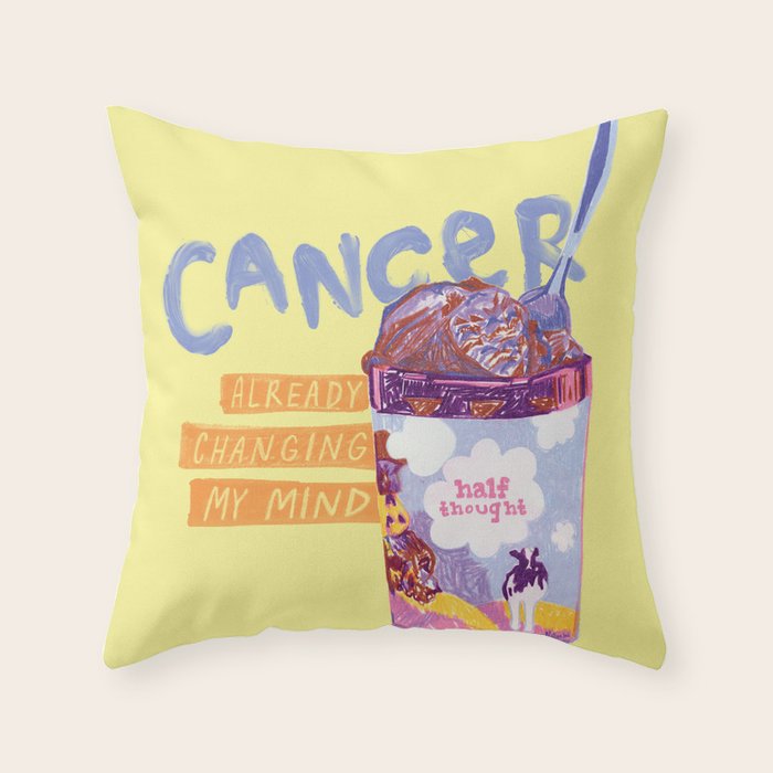 Emo Cancer in Calming Yellow | Zodiac Series Throw Pillow Gallery Image 1