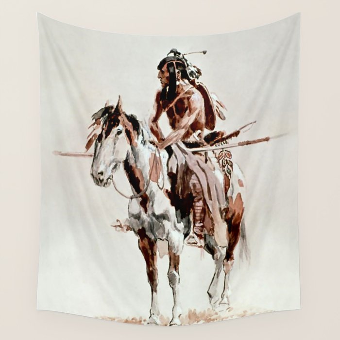 âPowderfaceâ Western Art by Charles M Russell Wall Tapestry