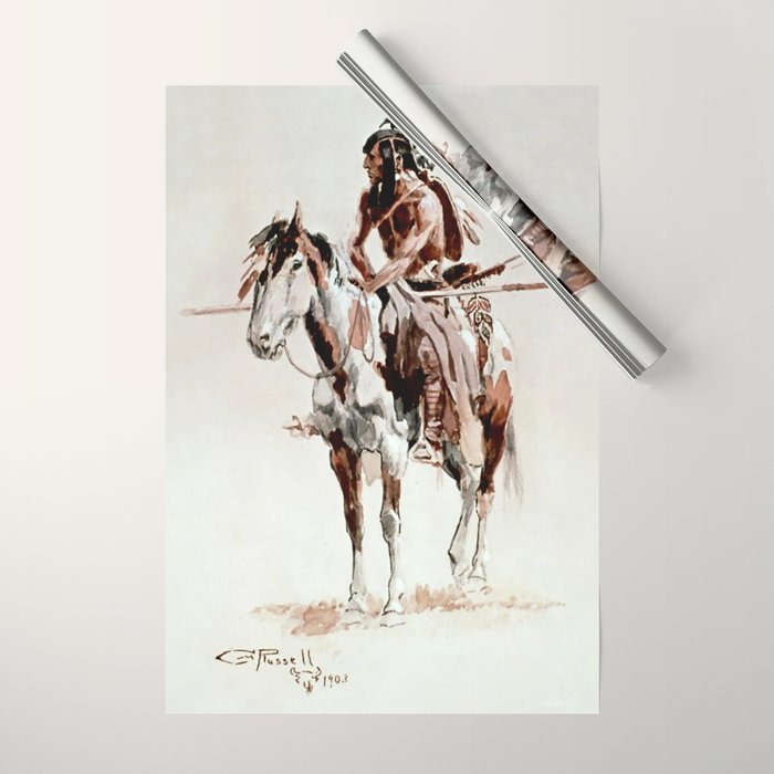 âPowderfaceâ Western Art by Charles M Russell Wrapping Paper Gallery Image 1