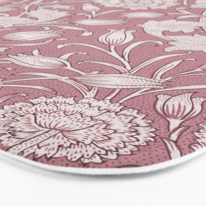 William Morris Vintage Wild Tulip Pink Floral Pattern Bath Mat Gallery Image 3