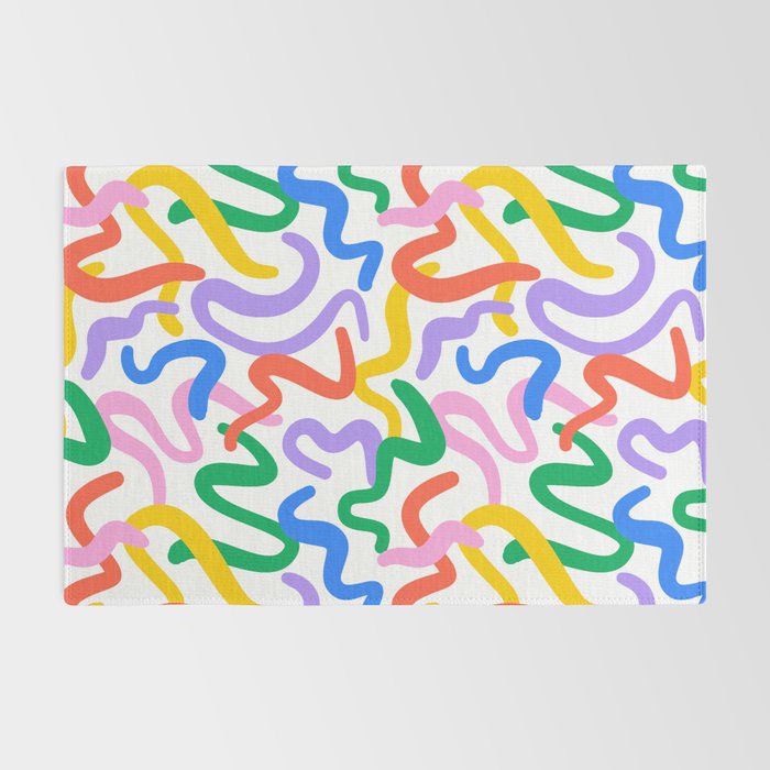 Fun colorful abstract line doodle pattern Rug Gallery Image 2