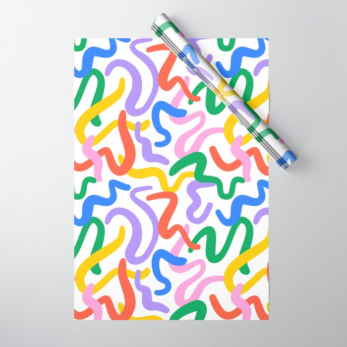 Fun colorful abstract line doodle pattern Wrapping Paper Gallery Image 1