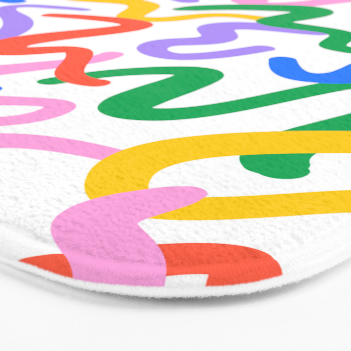 Fun colorful abstract line doodle pattern Bath Mat Gallery Image 3