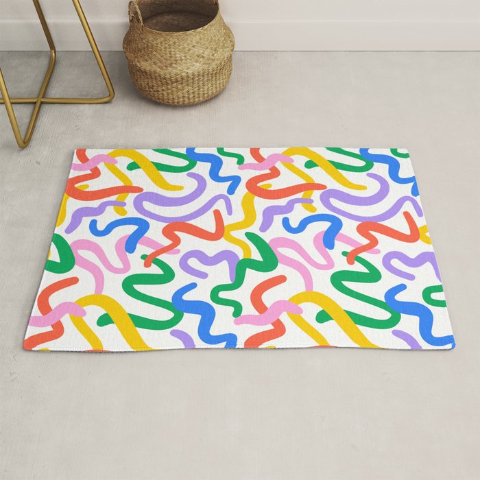 Fun colorful abstract line doodle pattern Rug Gallery Image 1