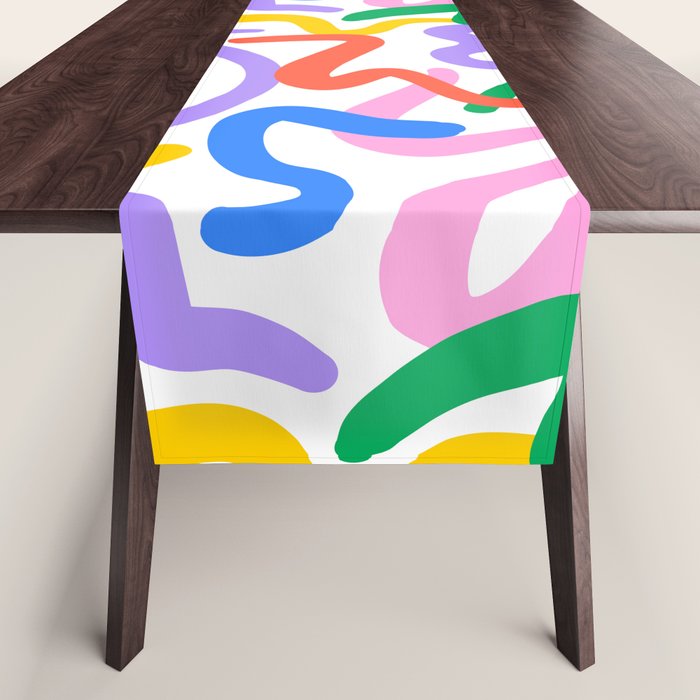 Fun colorful abstract line doodle pattern Table Runner Gallery Image 1