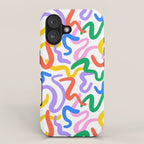 Fun colorful abstract line doodle pattern iPhone Case Gallery Image 1