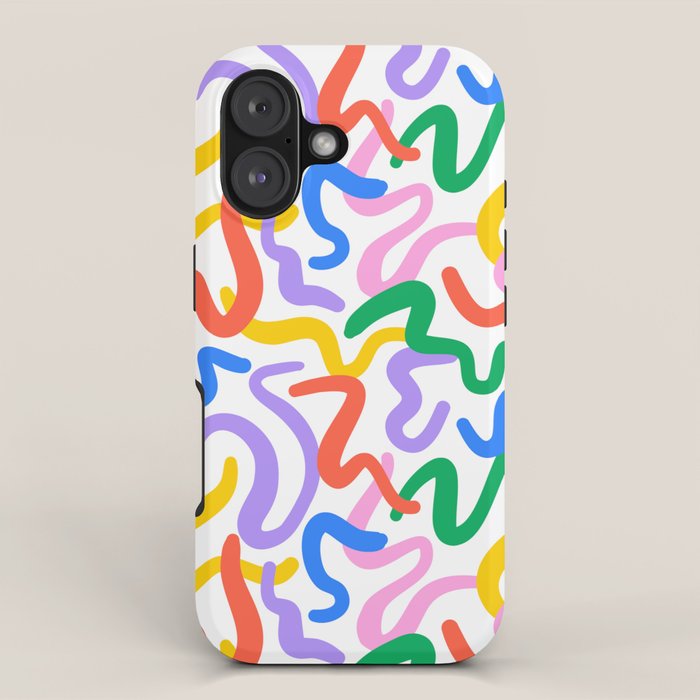 Fun colorful abstract line doodle pattern iPhone Case Gallery Image 1