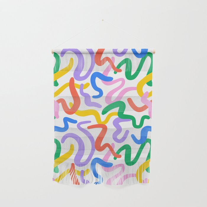 Fun colorful abstract line doodle pattern Wall Hanging Gallery Image 1