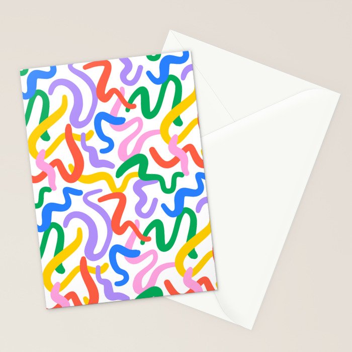 Fun colorful abstract line doodle pattern Stationery Card Gallery Image 2