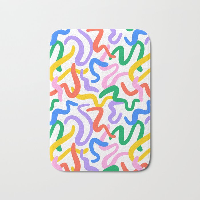 Fun colorful abstract line doodle pattern Bath Mat Gallery Image 1