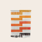 Orange & Black Geometric Minimal Mid Century Modern Lightning Bolt Pattern Watercolor Art Wall Hanging Gallery Image 1