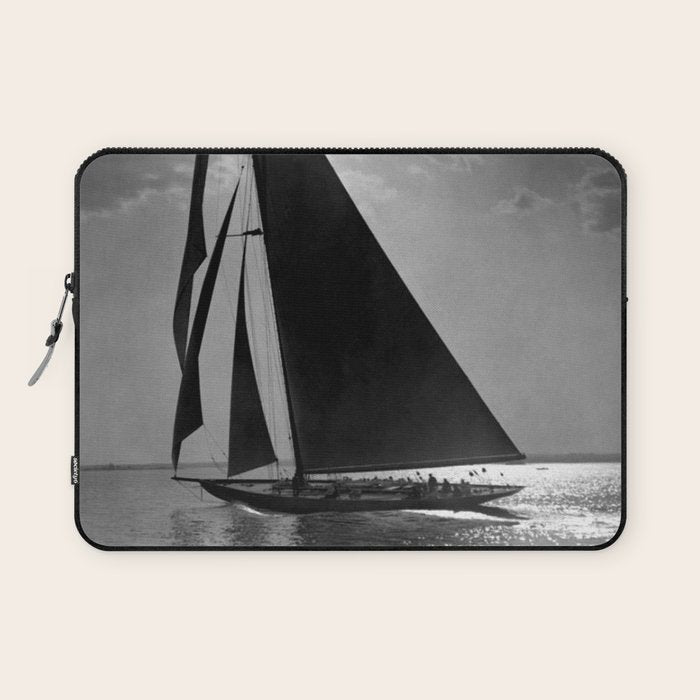 America's Cup Sailing Yacht Races - The Vanitie Newport, Rhode Island black and white photography - photographs Laptop Sleeve Gallery Image 1