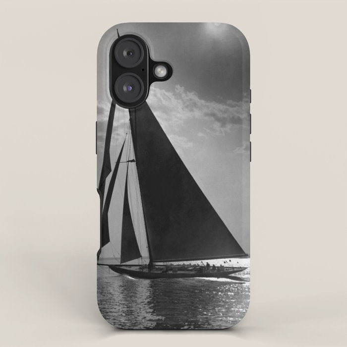America's Cup Sailing Yacht Races - The Vanitie Newport, Rhode Island black and white photography - photographs iPhone Case Gallery Image 1
