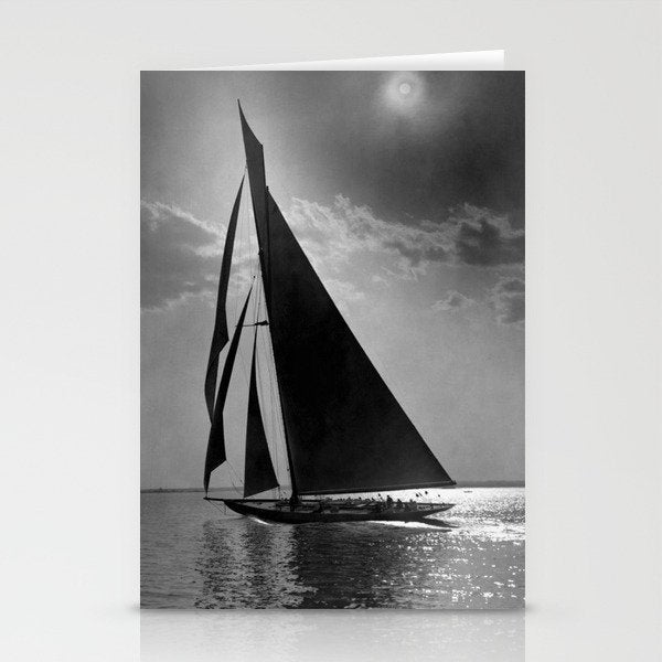 America's Cup Sailing Yacht Races - The Vanitie Newport, Rhode Island black and white photography - photographs Stationery Card Gallery Image 1