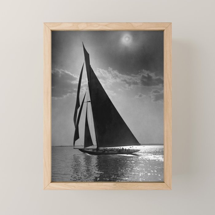 America's Cup Sailing Yacht Races - The Vanitie Newport, Rhode Island black and white photography - photographs Mini Art Print Gallery Image 1