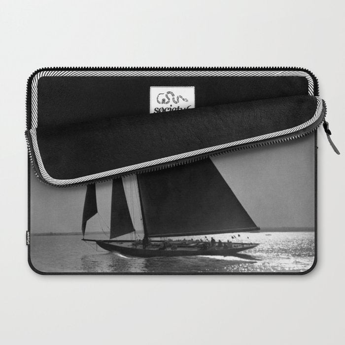 America's Cup Sailing Yacht Races - The Vanitie Newport, Rhode Island black and white photography - photographs Laptop Sleeve Gallery Image 2