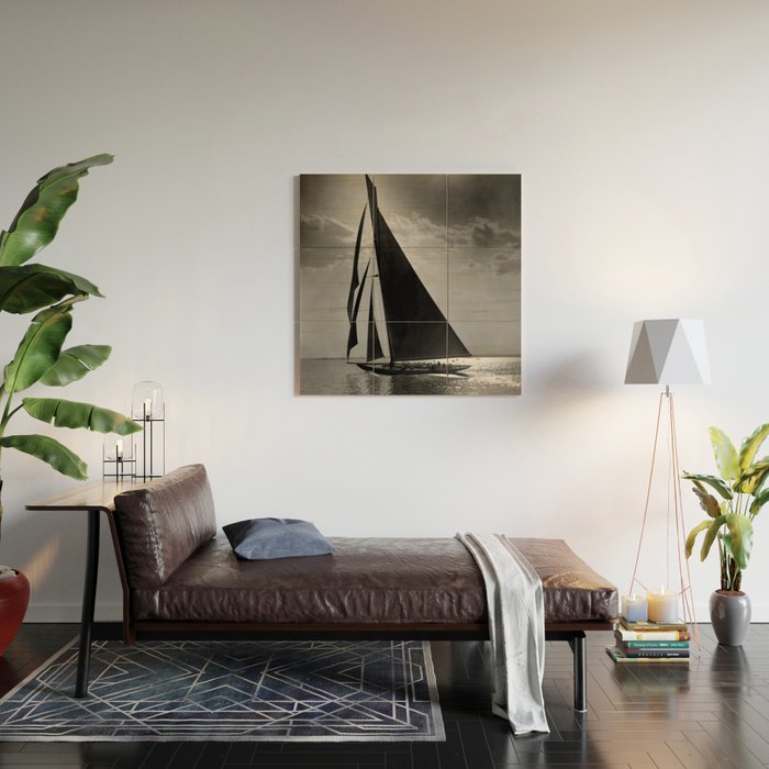 America's Cup Sailing Yacht Races - The Vanitie Newport, Rhode Island black and white photography - photographs Wood Wall Art Gallery Image 2