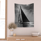 America's Cup Sailing Yacht Races - The Vanitie Newport, Rhode Island black and white photography - photographs Wall Tapestry Gallery Image 2