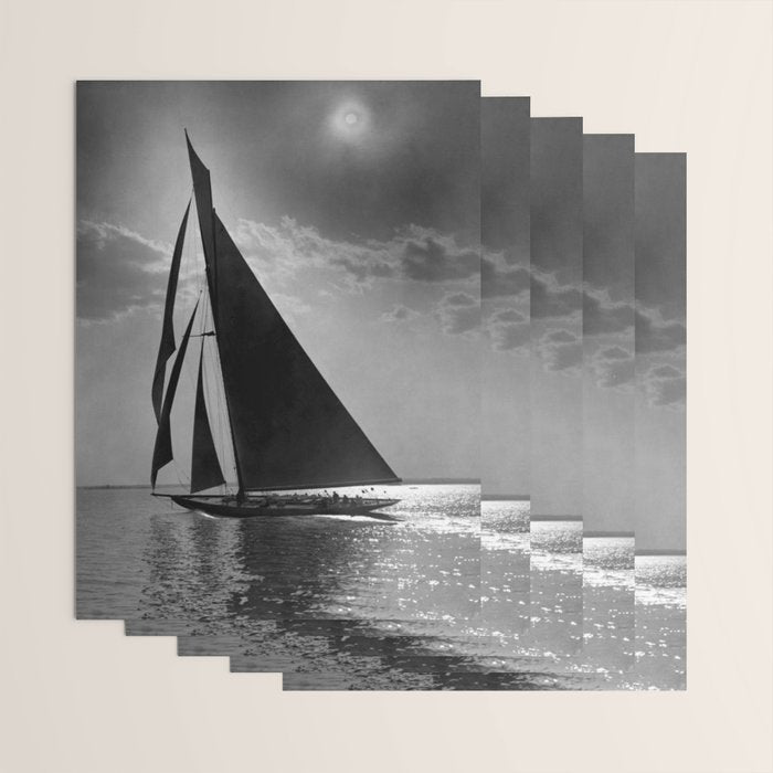 America's Cup Sailing Yacht Races - The Vanitie Newport, Rhode Island black and white photography - photographs Wrapping Paper Gallery Image 3