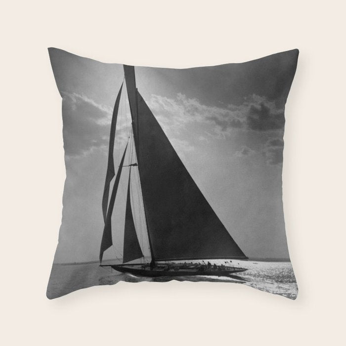 America's Cup Sailing Yacht Races - The Vanitie Newport, Rhode Island black and white photography - photographs Throw Pillow Gallery Image 6
