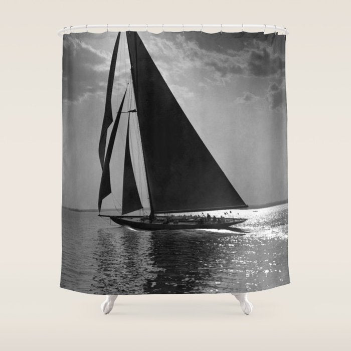 America's Cup Sailing Yacht Races - The Vanitie Newport, Rhode Island black and white photography - photographs Shower Curtain Gallery Image 1