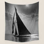 America's Cup Sailing Yacht Races - The Vanitie Newport, Rhode Island black and white photography - photographs Wall Tapestry Gallery Image 4