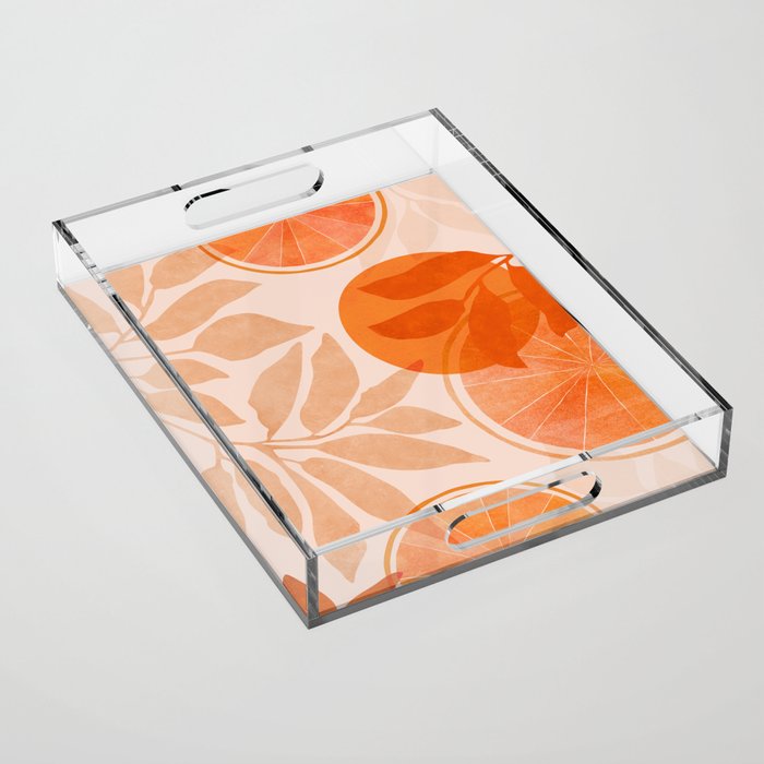 Sweet Orange Citrus Collage Acrylic Tray Gallery Image 1
