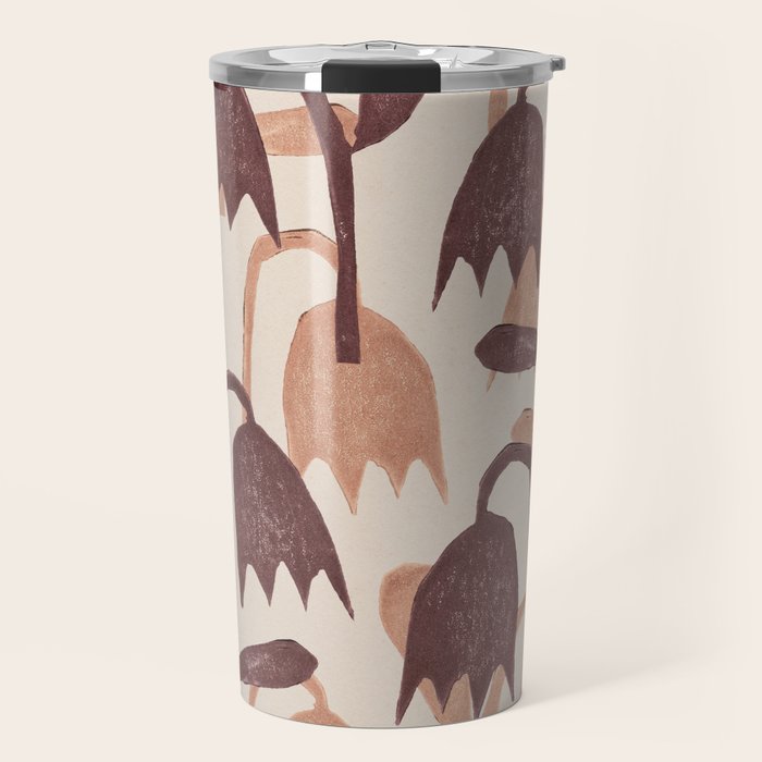 Linocut Tulip Pattern #2 Travel Mug Gallery Image 1