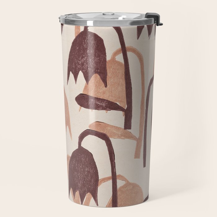 Linocut Tulip Pattern #2 Travel Mug Gallery Image 2