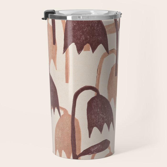 Linocut Tulip Pattern #2 Travel Mug Gallery Image 3