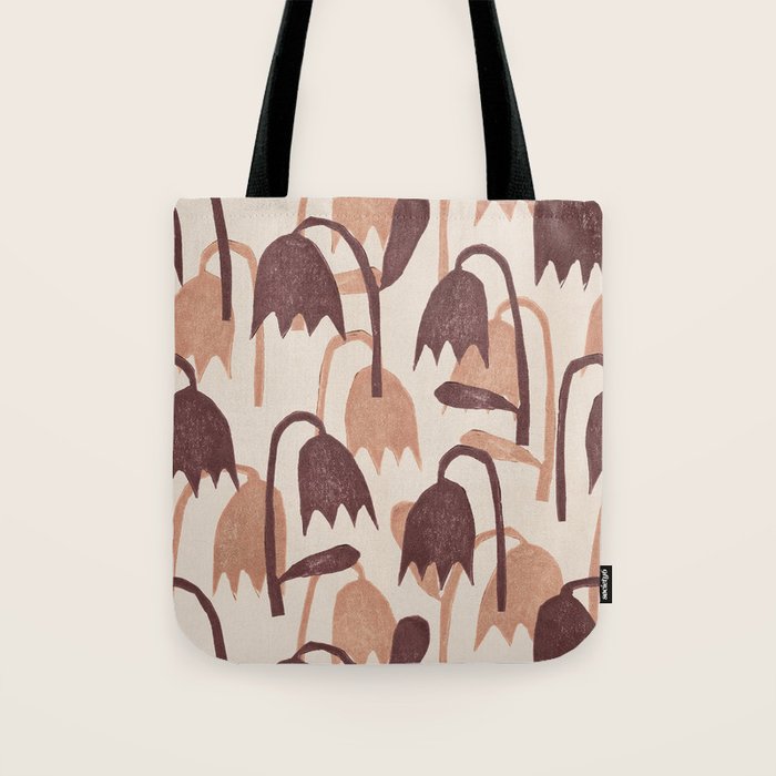 Linocut Tulip Pattern #2 Tote Bag Gallery Image 1