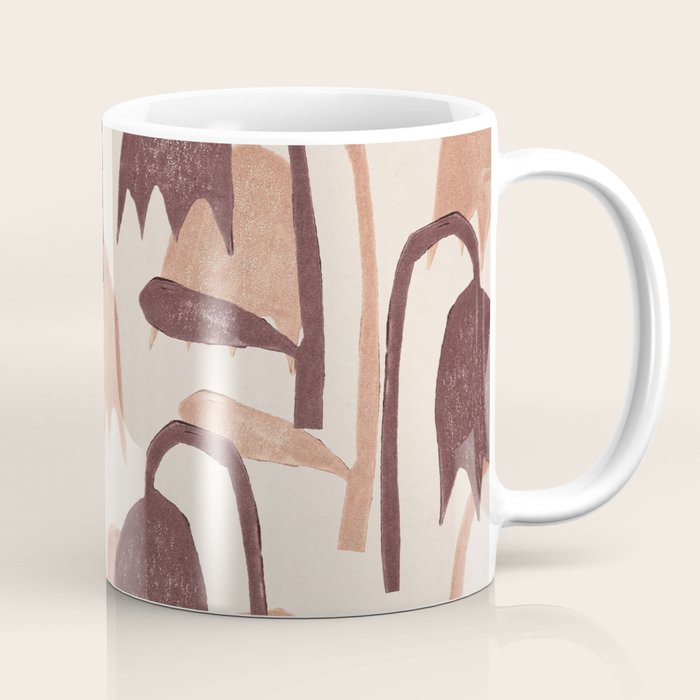 Linocut Tulip Pattern #2 Coffee Mug Gallery Image 1
