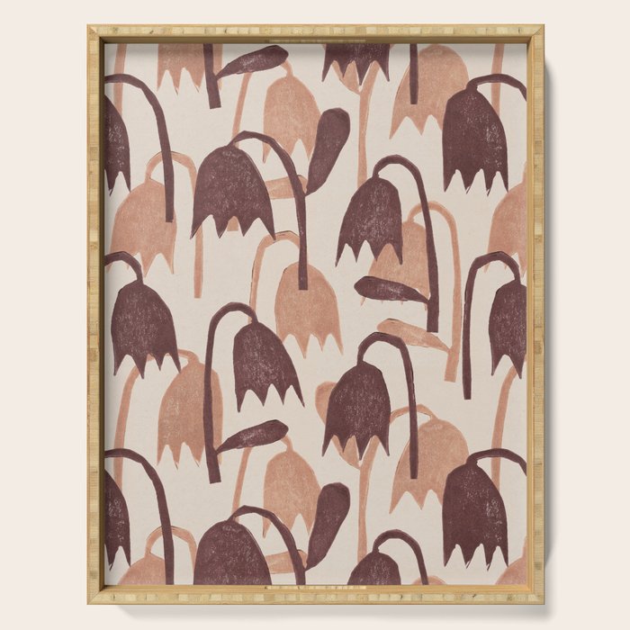 Linocut Tulip Pattern #2 Serving Tray Gallery Image 1