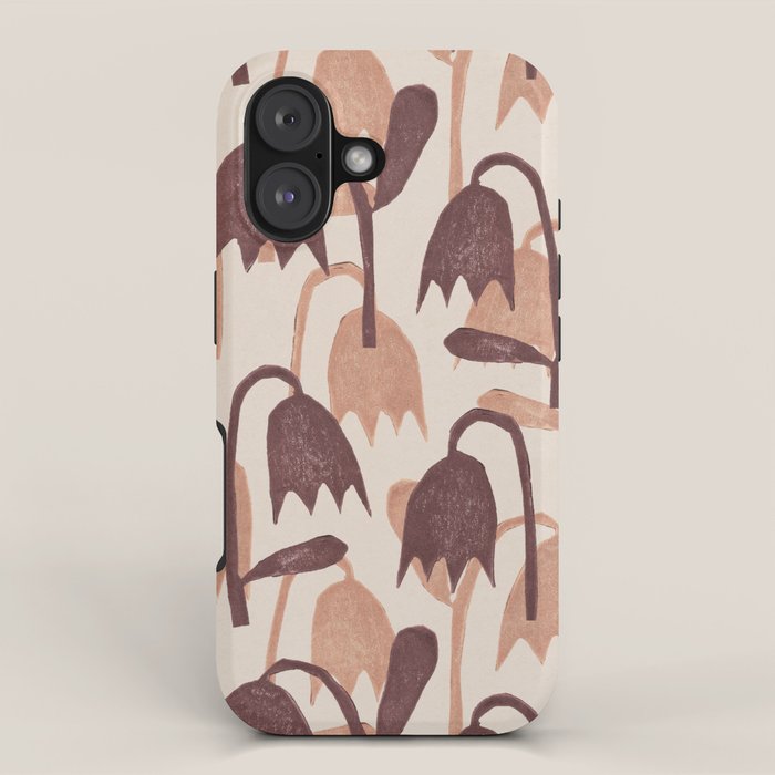 Linocut Tulip Pattern #2 iPhone Case Gallery Image 1