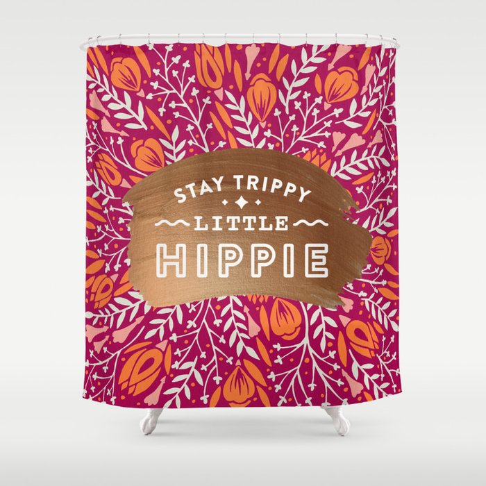 Stay Trippy Little Hippie - Fuchsia Palette Shower Curtain Gallery Image 1