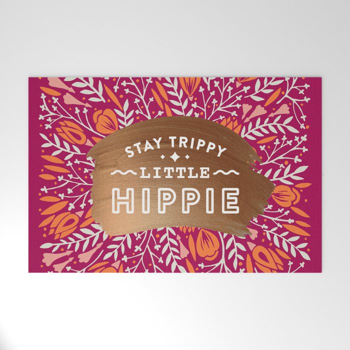 Stay Trippy Little Hippie - Fuchsia Palette Welcome Mat Gallery Image 1