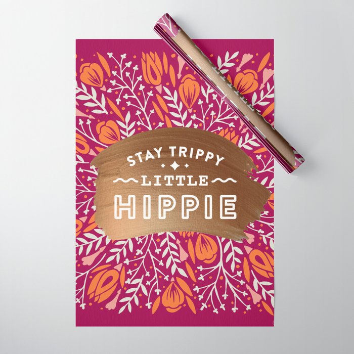 Stay Trippy Little Hippie - Fuchsia Palette Wrapping Paper Gallery Image 1
